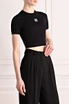 Loewe Women's black cotton and elastane top - logo. 98% cotton, 2% elastane. Country of manufacture: Italy. Care: specialized cleaning - photo 3