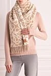 Women's scarf beige Loewe - abstract pattern. 60% alpaca, 25% wool, 15% polyamide. Country of manufacture: Italy. Care: specialized cleaning - photo 2