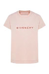 Givenchy Футболка из хлопка женская розовая - логотип бренда. Cостав: 100% хлопок. Страна производитель: Франция. Уход: специализированная чистка - фото 1