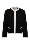 Valentino Жакет женский черный - контрастная окантовка, логотип на карманах. Cостав: 35% вискоза, 22% хлопок, 14% акриль, 13% полиамид. пуговицы. два боковых кармана. Страна производитель: Италия. Уход: специализированная чистка - фото 1