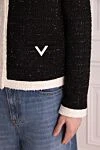 Valentino Жакет женский черный - контрастная окантовка, логотип на карманах. Cостав: 35% вискоза, 22% хлопок, 14% акриль, 13% полиамид. пуговицы. два боковых кармана. Страна производитель: Италия. Уход: специализированная чистка - фото 5