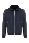 Seraphin Men's blue nylon and fur jacket - 100% nylon, real fur. Closure: zipper. two front pockets. Country of manufacture: Italy. Care: specialized cleaning - photo 1