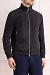 Seraphin Men's blue nylon and fur jacket - 100% nylon, real fur. Closure: zipper. two front pockets. Country of manufacture: Italy. Care: specialized cleaning - photo 3