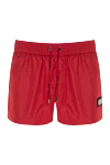 Dolce & Gabbana Red polyester beach shorts for men - brand logo. 100% polyester. zipper, drawstring. two front pockets, one back pocket. Country of manufacture: Italy. Care: specialized cleaning - photo 1