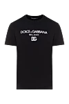 Dolce & Gabbana Men's black cotton T-shirt with logo print - brand logo. 100% cotton. Country of manufacture: Italy. Care: specialized cleaning - photo 1