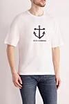 Dolce & Gabbana Men's white cotton T-shirt with print - anchor, brand logo. 100% cotton. Country of manufacture: Italy. Care: specialized cleaning - photo 3