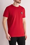 Dolce & Gabbana Men's red cotton T-shirt - brand logo. 100% cotton. Country of manufacture: Italy. Care: specialized cleaning - photo 3