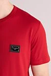 Dolce & Gabbana Men's red cotton T-shirt - brand logo. 100% cotton. Country of manufacture: Italy. Care: specialized cleaning - photo 5