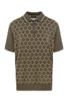 Stefano Ricci Поло з шовку та бавовни чоловіче зелене - окантовка коміра, гелметричний візерунок. 60% шовк, 40% бавовна. блискавка. Країна виробник: Італія. Догляд: спеціалізоване чищення - фото 1
