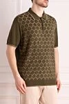 Stefano Ricci Поло з шовку та бавовни чоловіче зелене - окантовка коміра, гелметричний візерунок. 60% шовк, 40% бавовна. блискавка. Країна виробник: Італія. Догляд: спеціалізоване чищення - фото 3