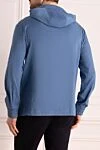 Men's sports sweatshirt made of cotton and elastane blue Kiton - brand logo. hood. 96% cotton, 4% elastane. zipper, drawstring. Country of manufacture: Italy. Care: specialized cleaning - photo 4