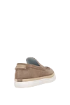 Men's beige nubuck moccasins. Barrett - weaving on the sole, contrasting sole. 100% nubuck. Country of manufacture: Italy. Care: specialized cleaning - photo 4