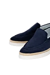 Barrett Nubuck moccasins for men blue - weaving on the sole, contrasting sole. 100% nubuck. Country of manufacture: Italy. Care: specialized cleaning - photo 5