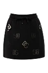 Dolce & Gabbana Mini skirt made of cotton and polyester for women black - brand logo. 71% cotton, 29% polyester. Closure: drawstring. Country of manufacture: Italy. Care: specialized cleaning - photo 1