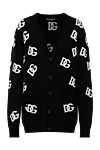 Dolce & Gabbana Black wool cardigan for women - brand logo pattern. 100% wool. Closure: buttons. Country of manufacture: Italy. Care: specialized cleaning - photo 1