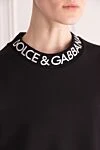 Dolce & Gabbana Свитшот из хлопка и полиэстера женский черный - логотип бренда. Cостав: 71% хлопок, 29% полиэстер. Страна производитель: Италия. Уход: специализированная чистка - фото 5