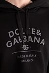 Dolce & Gabbana Худі з бавовни та поліестеру жіноче чорне - капюшон. логотип бренду. 80% бавовна, 20% поліестер. Країна виробник: Італія. Догляд: спеціалізоване чищення - фото 5