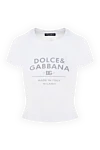 Dolce & Gabbana T-shirt made of cotton and elastane for women white - brand logo. 90% cotton, 10% elastane. Country of manufacture: Italy. Care: specialized cleaning - photo 1