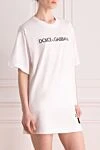 Dolce & Gabbana T-shirt for women white - brand logo. 100% cotton. Country of manufacture: Italy. Care: specialized cleaning - photo 3