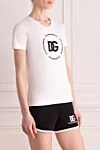 Dolce & Gabbana T-shirt for women white - brand logo. 100% cotton. Country of manufacture: Italy. Care: specialized cleaning - photo 3