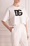 Dolce & Gabbana T-shirt for women white - brand logo. 100% cotton. Country of manufacture: Italy. Care: specialized cleaning - photo 3