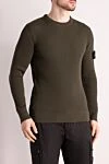 Stone Island Men's long sleeve wool jumper green - brand logo on the sleeve, rib. 100% wool. Country of manufacture: Italy. Care: specialized cleaning - photo 3