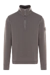 Stone Island Men's sports sweatshirt gray - brand logo. 46% wool, 42% cotton, 12% elastane. Closure: zipper. Country of manufacture: Italy. Care: specialized cleaning - photo 1