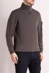 Stone Island Men's sports sweatshirt gray - brand logo. 46% wool, 42% cotton, 12% elastane. Closure: zipper. Country of manufacture: Italy. Care: specialized cleaning - photo 3