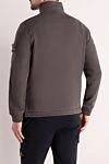 Men's sports sweatshirt gray Stone Island - brand logo. 46% wool, 42% cotton, 12% elastane. Closure: zipper. Country of manufacture: Italy. Care: specialized cleaning - photo 4