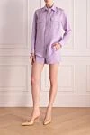 Рубашка из льна женская фиолетовая Forte dei Marmi Couture - 100% лен. пуговицы. два нагрудных кармана. Страна производитель: Италия. Уход: специализированная чистка - фото 2
