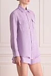 Forte dei Marmi Couture Рубашка из льна женская фиолетовая - 100% лен. пуговицы. два нагрудных кармана. Страна производитель: Италия. Уход: специализированная чистка - фото 3