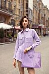 Рубашка из льна женская фиолетовая Forte dei Marmi Couture - 100% лен. пуговицы. два нагрудных кармана. Страна производитель: Италия. Уход: специализированная чистка - фото 8