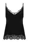 Top made of silk and elastane for women black Max&Moi - lace edging. 95% silk, 5% elastane. Country of manufacture: Italy. Care: specialized cleaning - photo 6