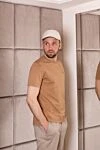 Ermenegildo Zegna Футболка мужская хлопковая карамельного оттенка с вышивкой на груди (уценка) - логотип бренда. 100% хлопок. Страна производитель: Италия. Уход: специализированная чистка - фото 7