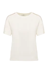 Panicale T-shirt made of viscose and elastane for women white - stripes on the shoulders. 96% viscose, 4% elastane. Country of manufacture: Italy. Care: specialized cleaning - photo 1