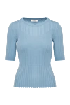 Panicale Women's blue silk and cotton jumper - 55% silk, 45% cotton. Country of manufacture: Italy. Care: specialized cleaning - photo 1