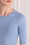 Panicale Women's blue silk and cotton jumper - 55% silk, 45% cotton. Country of manufacture: Italy. Care: specialized cleaning - photo 5