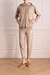 Walking suit for women beige Panicale - hood. 70% cotton, 16% viscose, 14% polyester. zipper, drawstring. two side pockets. Country of manufacture: Italy. Care: specialized cleaning - photo 2