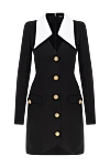Balmain Платье из шерсти женское черное - контрастный воротник. Cостав: 100% шерсть. пуговицы. два передних кармана. Страна производитель: Франция. Уход: специализированная чистка - фото 1