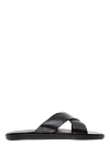 Doucal`s Black men's genuine leather flip-flops - 100% genuine leather. Country of manufacture: Italy. Care: specialized cleaning - photo 1