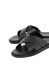 Doucal`s Black men's genuine leather flip-flops - 100% genuine leather. Country of manufacture: Italy. Care: specialized cleaning - photo 5