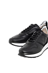 Doucal`s Sneakers made of genuine leather black for men - contrast sole. 100% genuine leather. Closure: laces. Country of manufacture: Italy. Care: specialized cleaning - photo 5