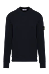 Stone Island Men's blue sports sweatshirt made of cotton - brand logo. 100% cotton. Country of manufacture: Italy. Care: specialized cleaning - photo 1