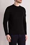 Stone Island Long sleeve cotton jumper for men black - brand logo on the sleeve. 100% cotton. Country of manufacture: Italy. Care: specialized cleaning - photo 3