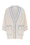 Rocco Ragni Women's cashmere cardigan beige - contrast edging . 100% cashmere. Closure: buttons . two side pockets. Country of manufacture: Italy. Care: specialized cleaning - photo 1