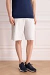 Brunello Cucinelli Men's cotton and polyamide shorts in gray - melange. Closure: drawstring, zipper. 93% cotton, 7% polyamide. two front pockets, two back pockets. Country of manufacture: Italy. Care: specialized cleaning - photo 3