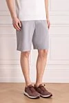 Brunello Cucinelli Men's cotton and polyamide shorts in gray - melange. Closure: drawstring, zipper. 93% cotton, 7% polyamide. two front pockets, two back pockets. Country of manufacture: Italy. Care: specialized cleaning - photo 3
