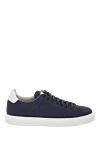 Brunello Cucinelli Blue nubuck sneakers for men - contrast heel. 100% nubuck. Closure: laces. Country of manufacture: Italy. Care: specialized cleaning - photo 1