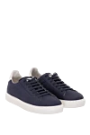Brunello Cucinelli Blue nubuck sneakers for men - contrast heel. 100% nubuck. Closure: laces. Country of manufacture: Italy. Care: specialized cleaning - photo 3