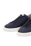 Brunello Cucinelli Blue nubuck sneakers for men - contrast heel. 100% nubuck. Closure: laces. Country of manufacture: Italy. Care: specialized cleaning - photo 5